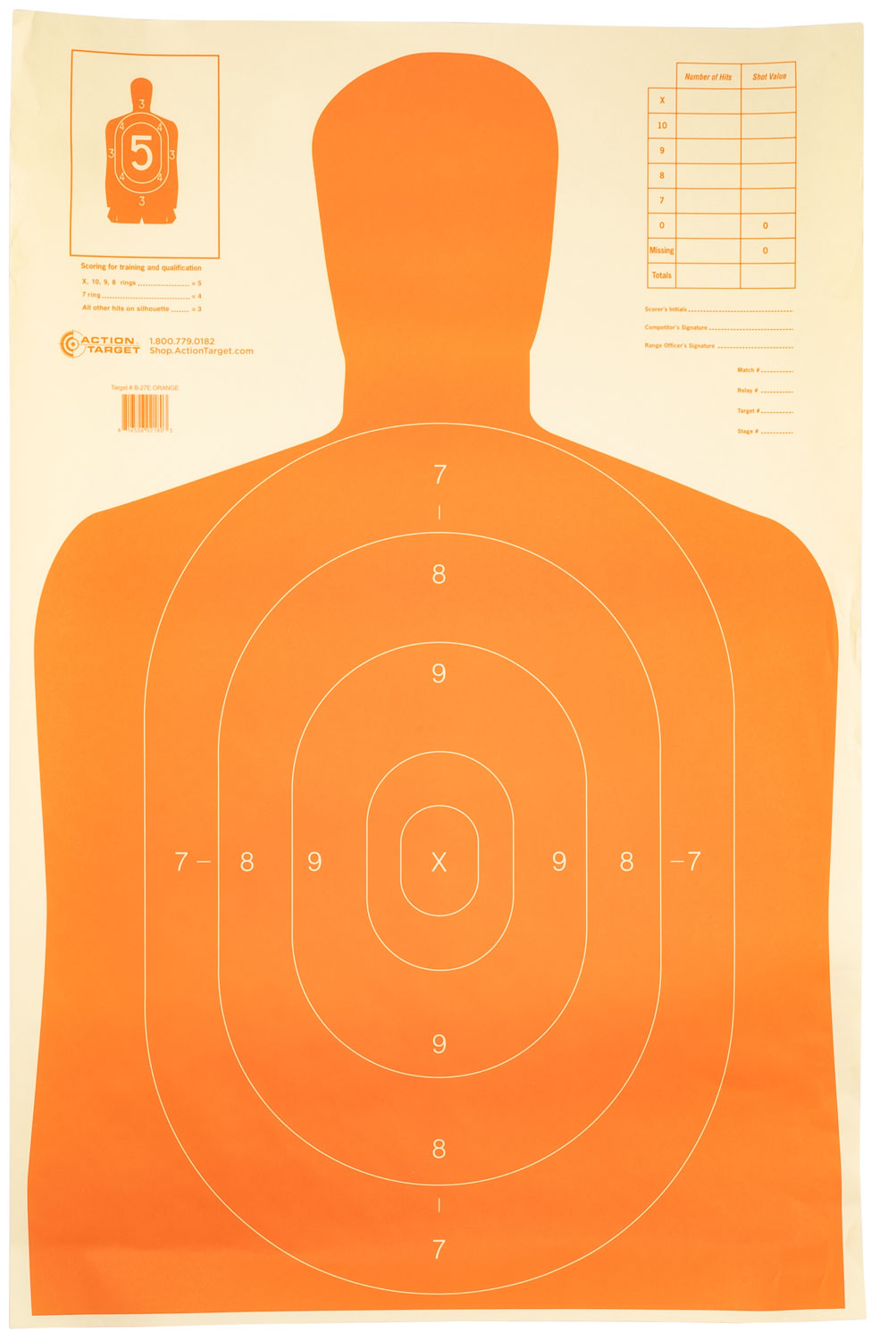 Action Target B27EORANGE Qualification Economy Silhouette Hanging Paper Target 23″ x 35″ 100 Per Box