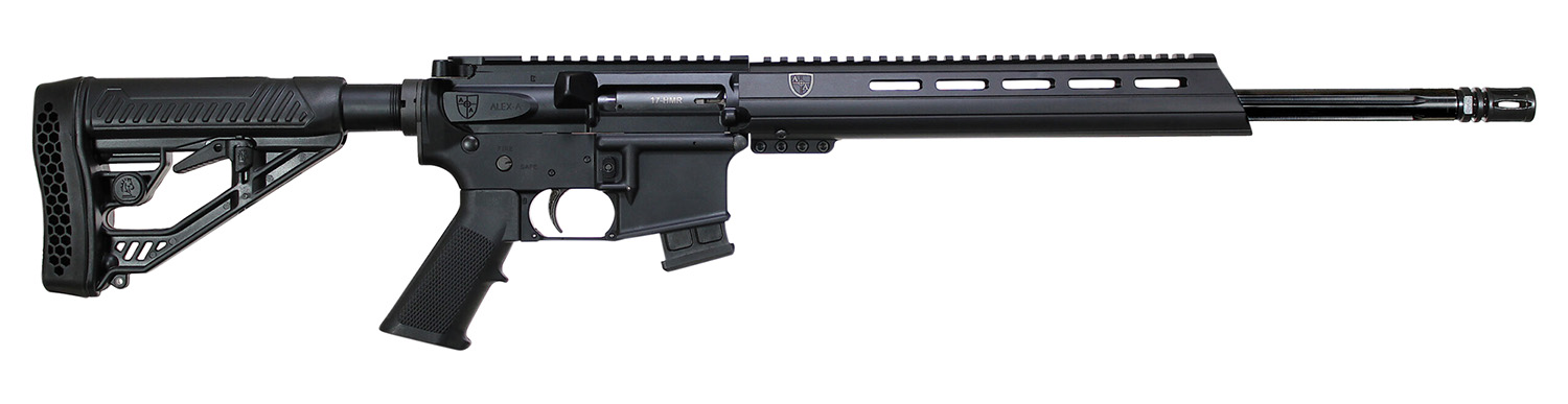 Alexander Arms RST17 Standard  17 HMR  10+1 18″ Fluted Barrel, Black Hard Coat Anodized Metal Finish, EFX Black Stock, Optics Ready