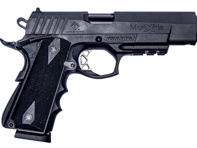 ATI GFXH45M FXH-45 Moxie 45 ACP 8+1 5″ Black Match Grade SS Barrel, Black Parkerized Serrated Slide, Black Polymer Frame w/Beavertail & Picatinny Rail, Black Finger Groove Grip