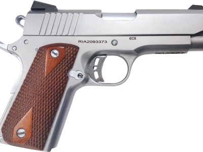 Rock Island 51868 Rock Standard CS *CA Compliant 45 ACP 3.63″ 7+1 Matte Stainless Steel Frame & Slide Double Diamond Checkered Wood Grip