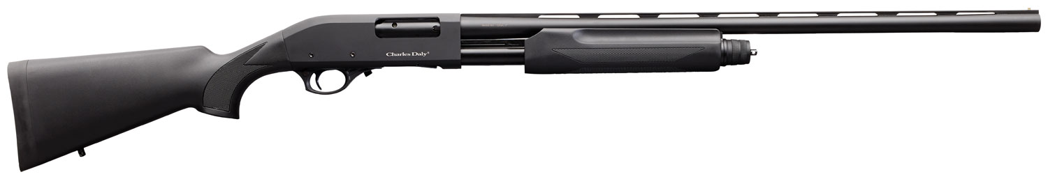Charles Daly 930223 301 Full Size 20 Gauge Pump 3″ 4+1 26″ Blued Vent Rib Barrel, Black Anodized Aluminum Grooved Receiver, Fixed Black Synthetic Stock, Right Hand