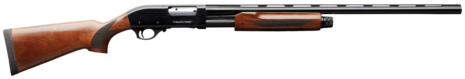 Charles Daly 930200 301 Full Size 20 Gauge Pump 3″ 4+1 26″ Blued Vent Rib Barrel, Black Anodized Aluminum Grooved Receiver, Fixed Gloss Wood Stock, Right Hand, Beretta/Benelli Mobil Choke System