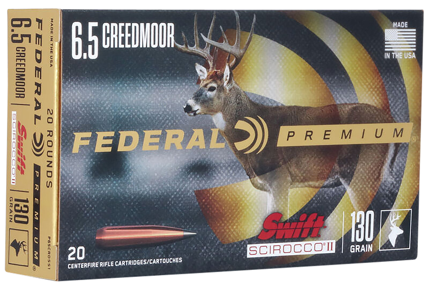 Federal P65CRDSS1 Premium  6.5Creedmoor 130gr Swift Scirocco II 20 Per Box/10 Case
