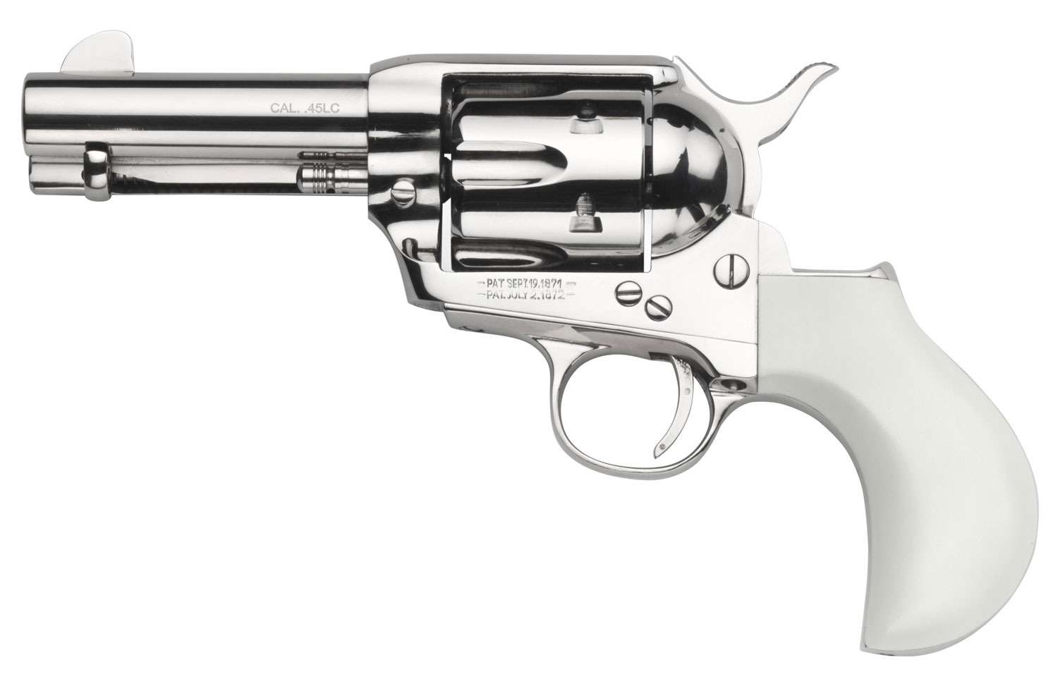Taylors & Company 200073 1873 Cattleman 357 Mag Caliber with 3.50″ Barrel, 6rd Capacity Cylinder, Overall Nickel-Plated Finish Steel & Ivory Birdshead Synthetic Grip