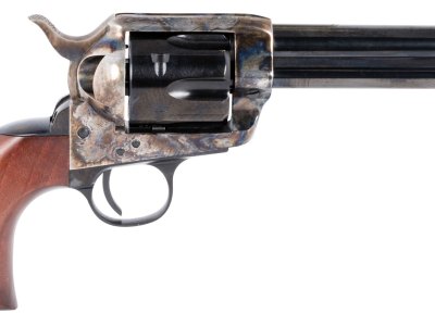 Taylors & Company 200069 1873 Cattleman 357 Mag Caliber with 4.75″ Blued Finish Barrel, 6rd Capacity Blued Finish Cylinder, Color Case Hardened Finish Steel Frame & Birdshead Walnut Grip