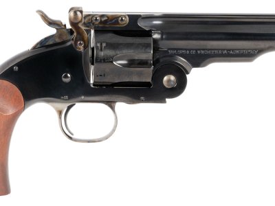 Taylors & Company 550681 Second Model Schofield 38 Special Caliber with 5″ Barrel, 6rd Capacity Cylinder, Overall Blued Finish Steel & Walnut Grip