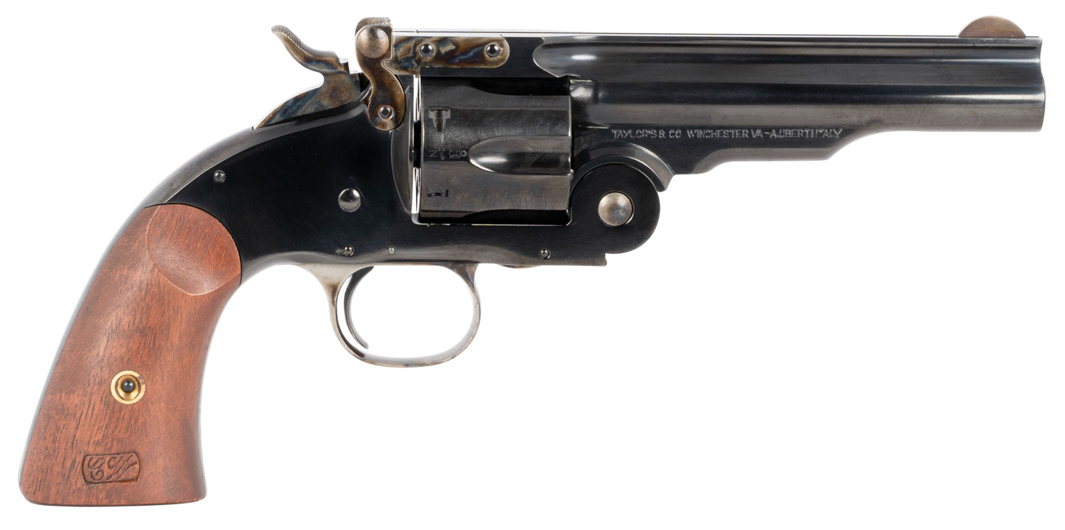 Taylors & Company 550681 Second Model Schofield 38 Special Caliber with 5″ Barrel, 6rd Capacity Cylinder, Overall Blued Finish Steel & Walnut Grip
