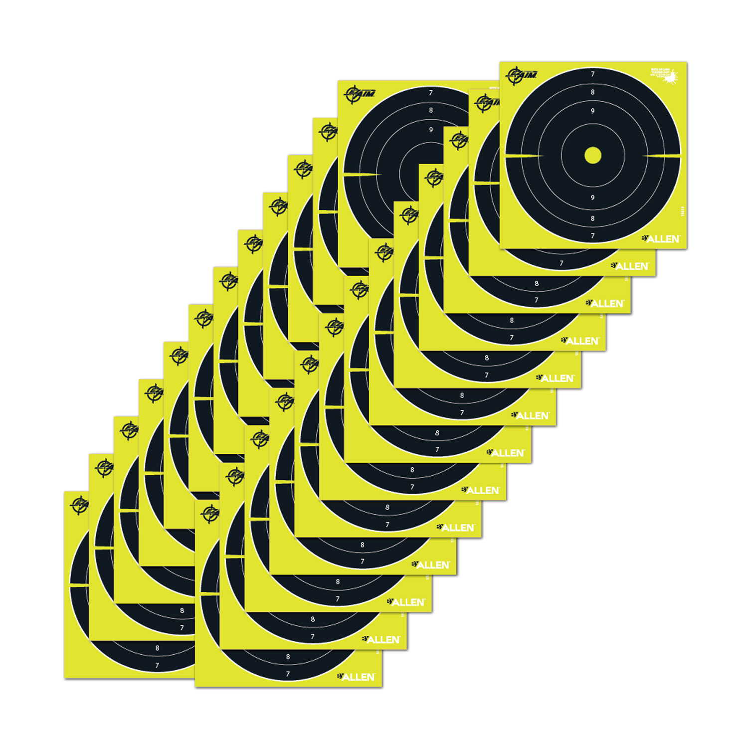 EZ-Aim 15213 Splash Reactive  8″ Bullseye Hanging Paper 8″ x 8″ Black/Yellow White 25 Per Pkg