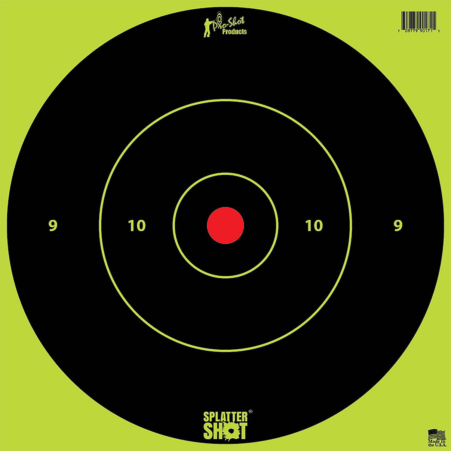 Pro-Shot 12BGREENTG12PK SplatterShot  12″ Bullseye Hanging Heavy Paper Black/Red Impact Enhancement Yes White 12 PK