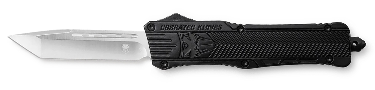 CobraTec Knives LBCTK1LTNS CTK-1  Large 3.25″ OTF Tanto Plain D2 Steel Blade/Black Aluminum Handle Features Glass Breaker Includes Pocket Clip