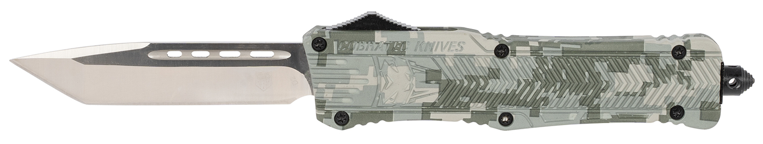 CobraTec Knives LADCCTK1LTNS CTK-1  Large 3.75″ OTF Tanto Plain D2 Steel Blade/Army DigiCamo Aluminum Handle Features Glass Breaker Includes Pocket Clip