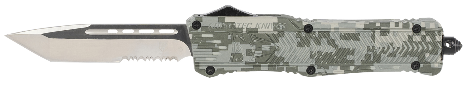 CobraTec Knives LADCCTK1LTS CTK-1  Large 3.75″ OTF Tanto Part Serrated D2 Steel Blade/Army DigiCamo Aluminum Handle Features Glass Breaker Includes Pocket Clip