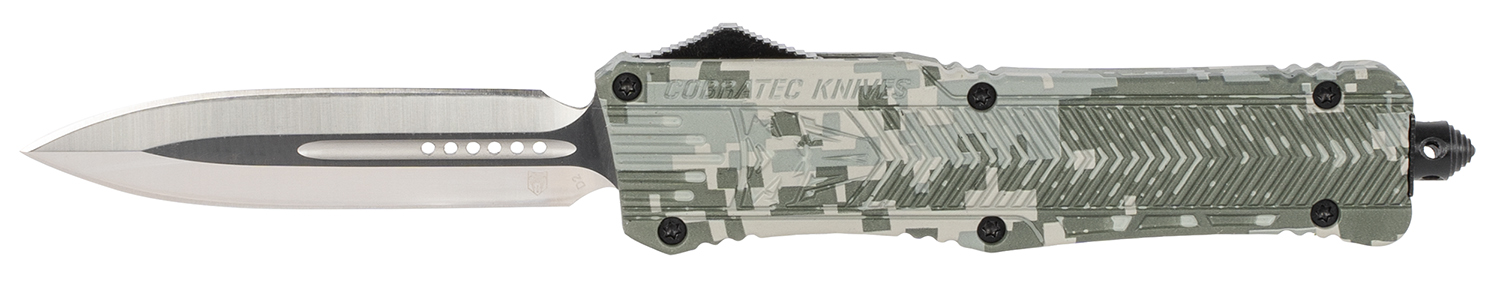 CobraTec Knives LADCCTK1DAGNS CTK-1  Large 3.75″ OTF Dagger Plain D2 Steel Blade/Army DigiCamo Aluminum Handle Features Glass Breaker Includes Pocket Clip