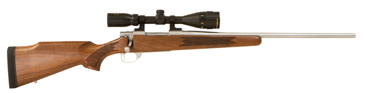 Howa HWH308TS M1500 Standard Hunter 308 Win 5+1 22″ Stainless Steel Threaded Barrel, Stainless Steel Receiver, Fixed Walnut Stock, *Scope Not Included*