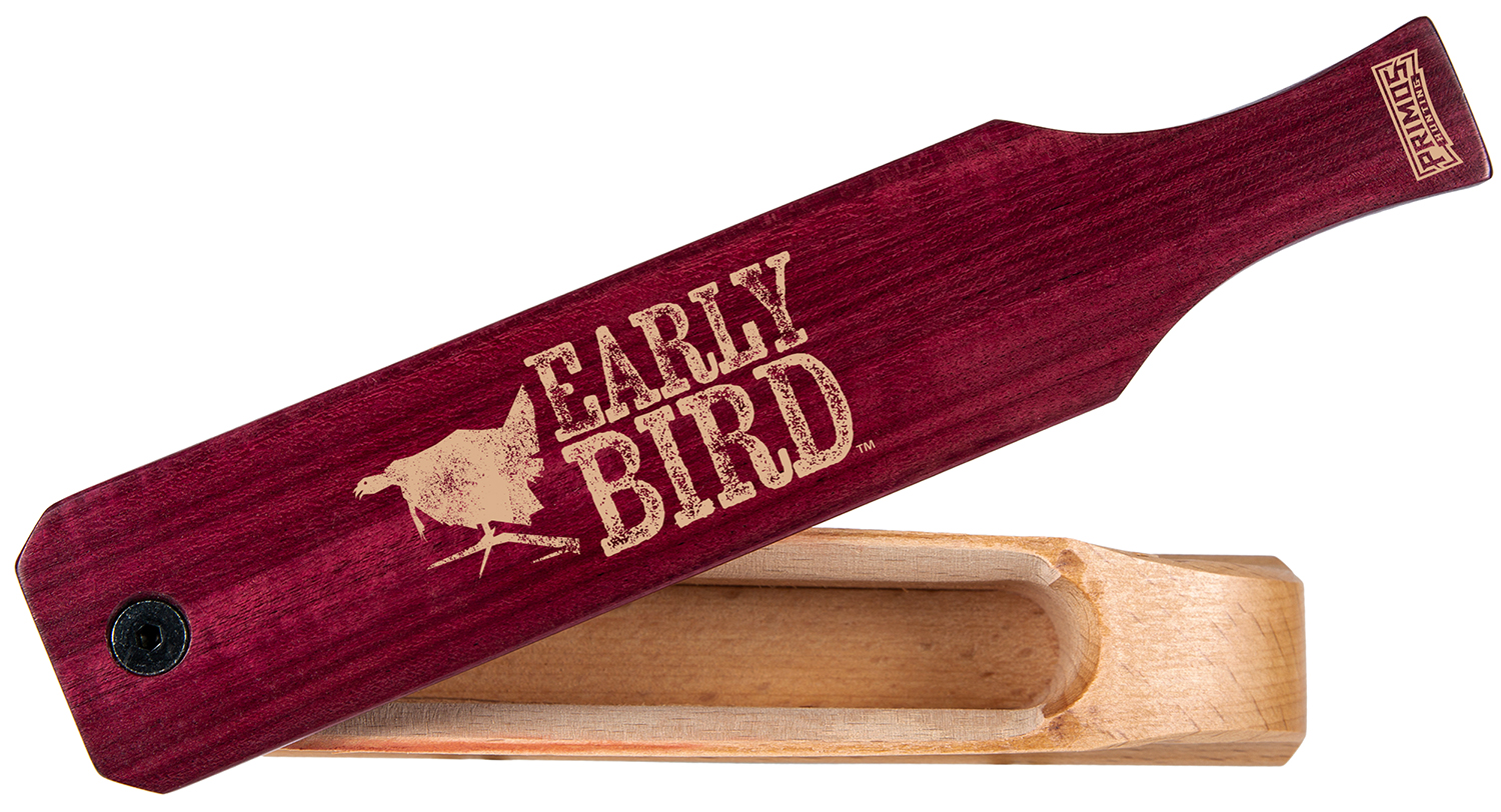 Primos PS2961 Early Bird  Box Call Turkey Hen Sounds Attracts Turkeys Natural Walnut/Purple Heart