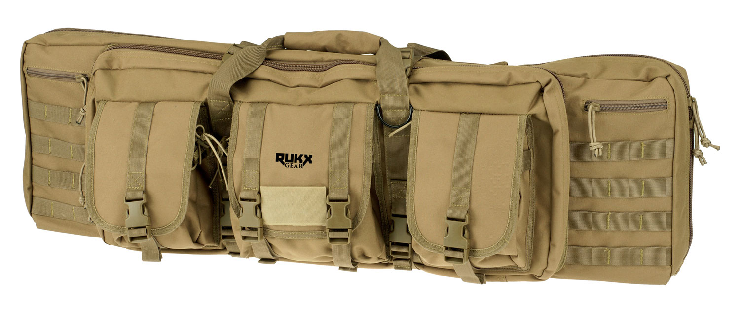 Rukx Gear ATICT36DGT Tactical Double Gun 36″ Water Resistant Tan 600D Polyester w/ Non-Rust Zippers Holds up to 2 Rifles