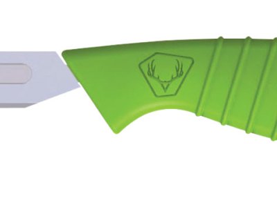 HME HMEKN-PRBBM Super Lite Replace a Blade Tanto Plain Stainless Steel Blade/Green TPR Handle Includes 5 Replacement Blades/Sheath