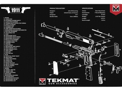 TekMat TEKR171911 1911 Cleaning Mat Black/White Rubber 11″x17″ 1911 Parts Diagram