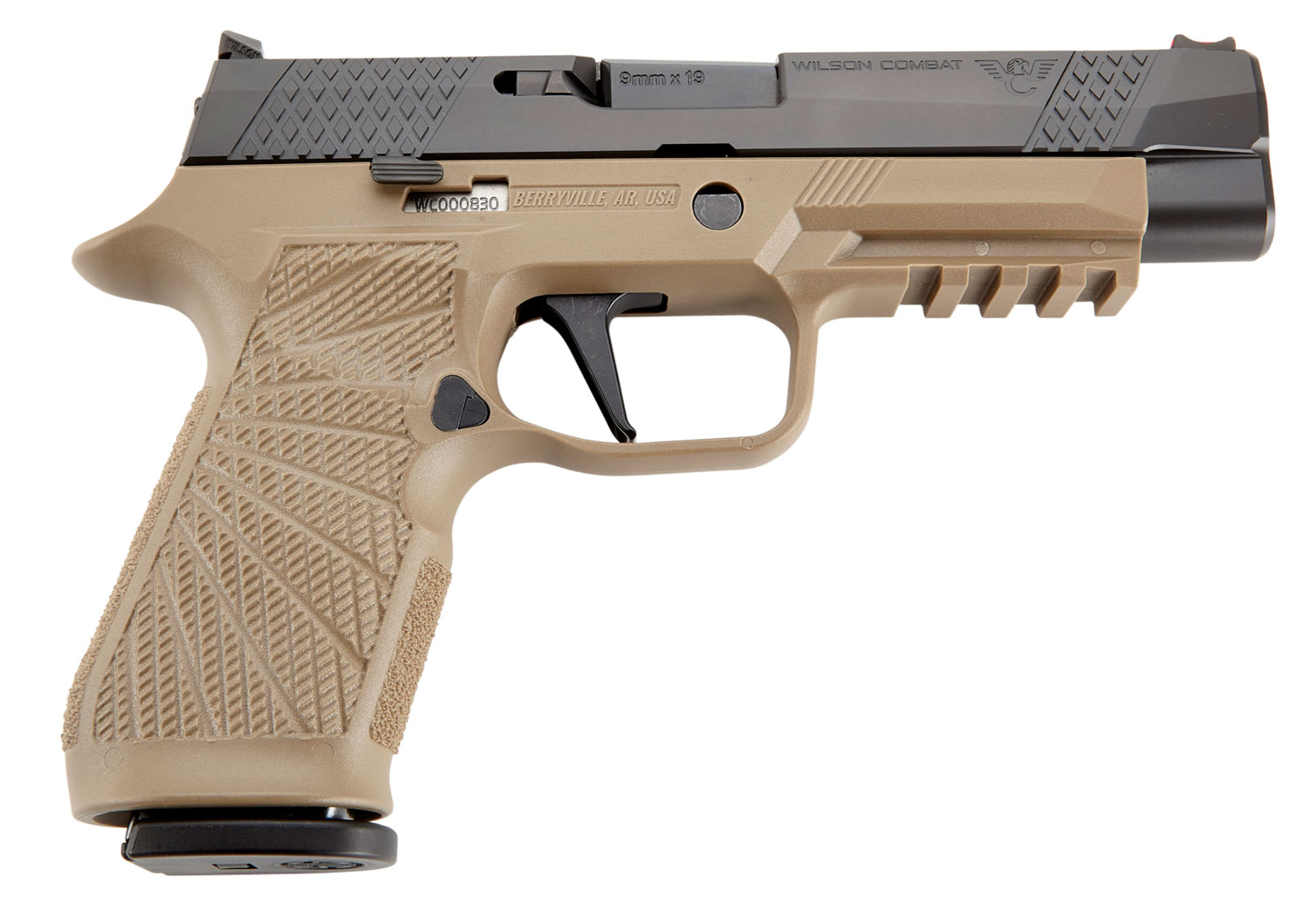 Wilson Combat SIGWCP320F9TATC P320  9mm Luger 4.70″ 17+1 Tan Black DLC Steel Tan Polymer Grip Action Tune with Curved Trigger