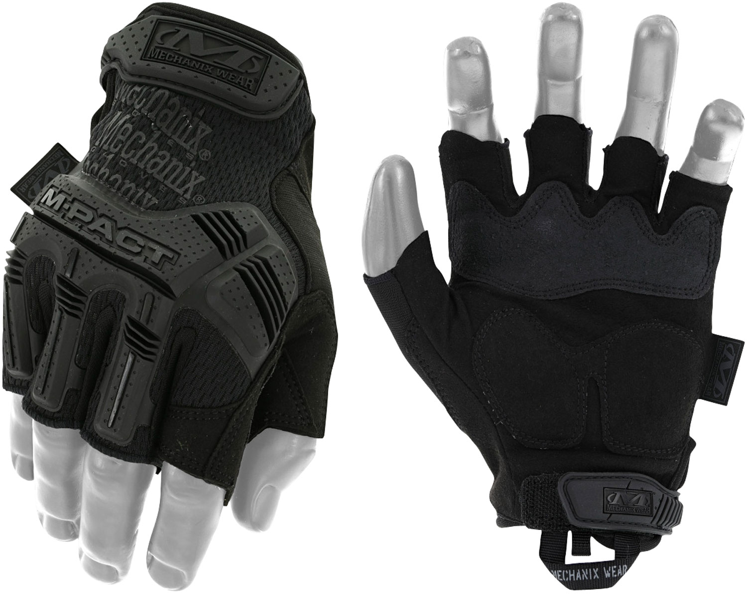 Mechanix Wear MFL55010 M-Pact Covert Black Fingerless Synthetic Leather Large TPR Closure