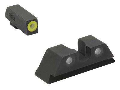 Meprolight USA 402243121 Hyper-Bright Sight Set Green Tritium Yellow Outline Front Sight-Green Tritium Black Outline Rear Sight Glock 17/17L/19/22