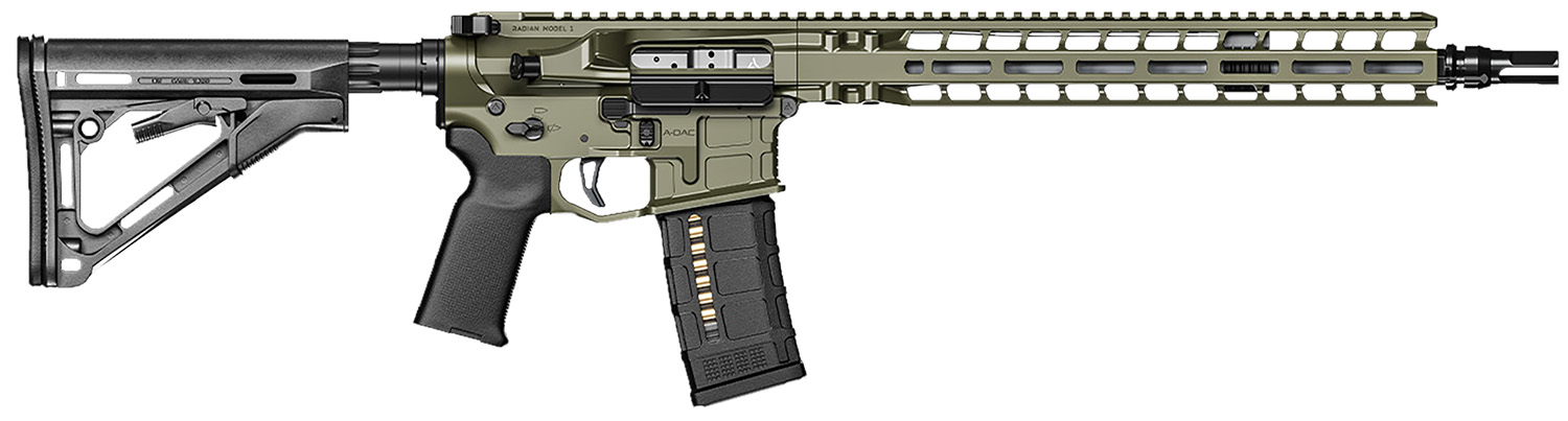 Radian Weapons R0536 Model 1 Carbine 223 Wylde 30+1 14.50″ Pinned & Welded Barrel, OD Green Billet Rec/M-Lok Handgaurd, Magpul Grip & CTR Stock, Ambi Controls, Mid-Length Gas