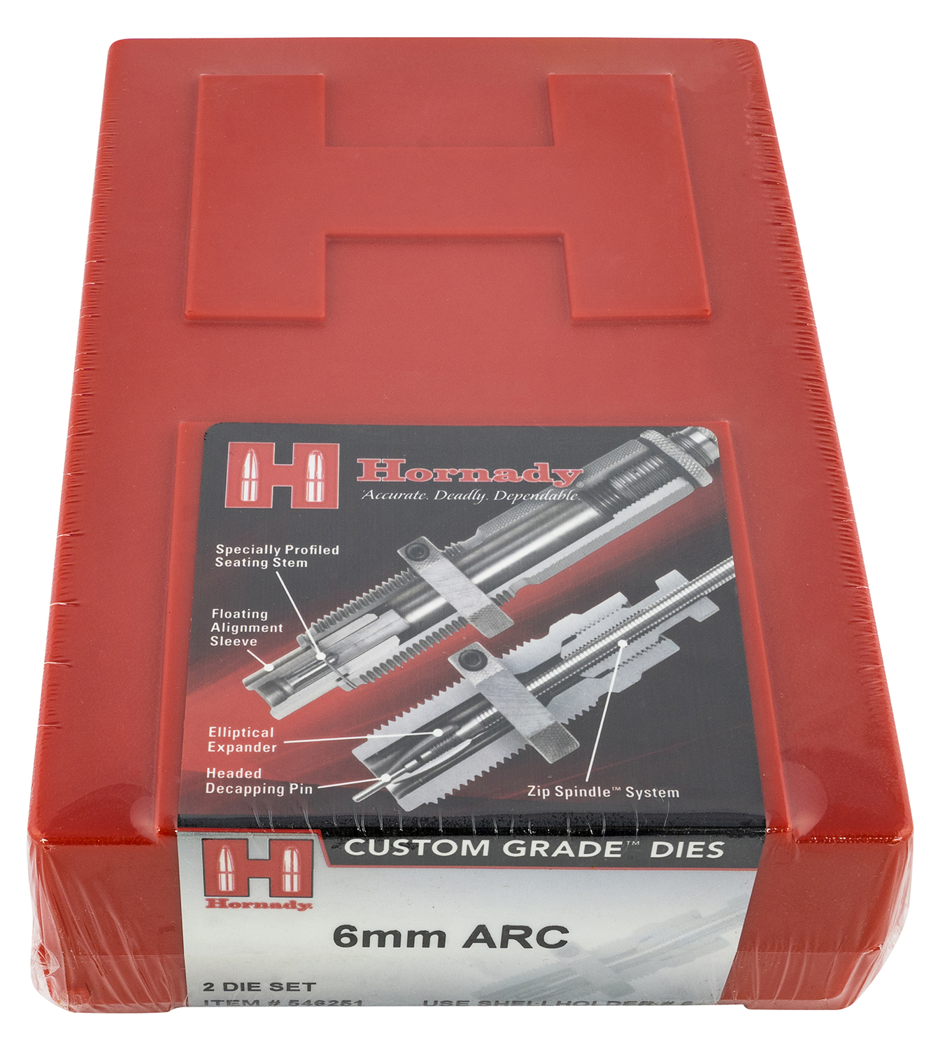 Hornady 546251 Custom Grade Series III 2 Die Set for 6mm ARC Includes Sizing Seater