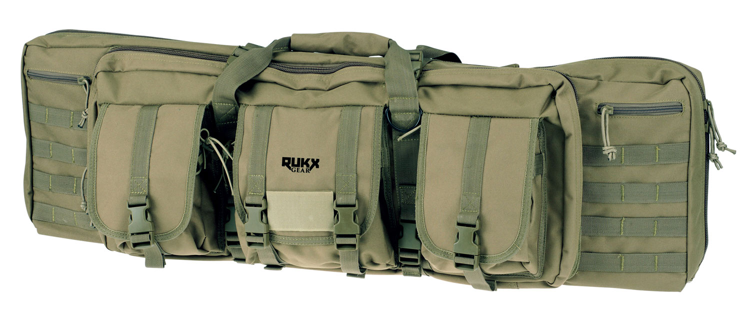 Rukx Gear ATICT36DGG Tactical Double Gun Case 36″ Water Resistant Green 600D Polyester w/ Non-Rust Zippers Reinforced Velcro & Adjustable Back Straps