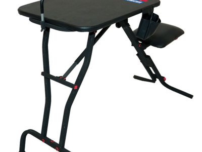 Birchwood Casey MSB100 Ultra Steady Shooting Bench Black Steel, Folding Seat, Pockets & Adjustable Rubber Coated Gun Rest 21″ W x 28″ L