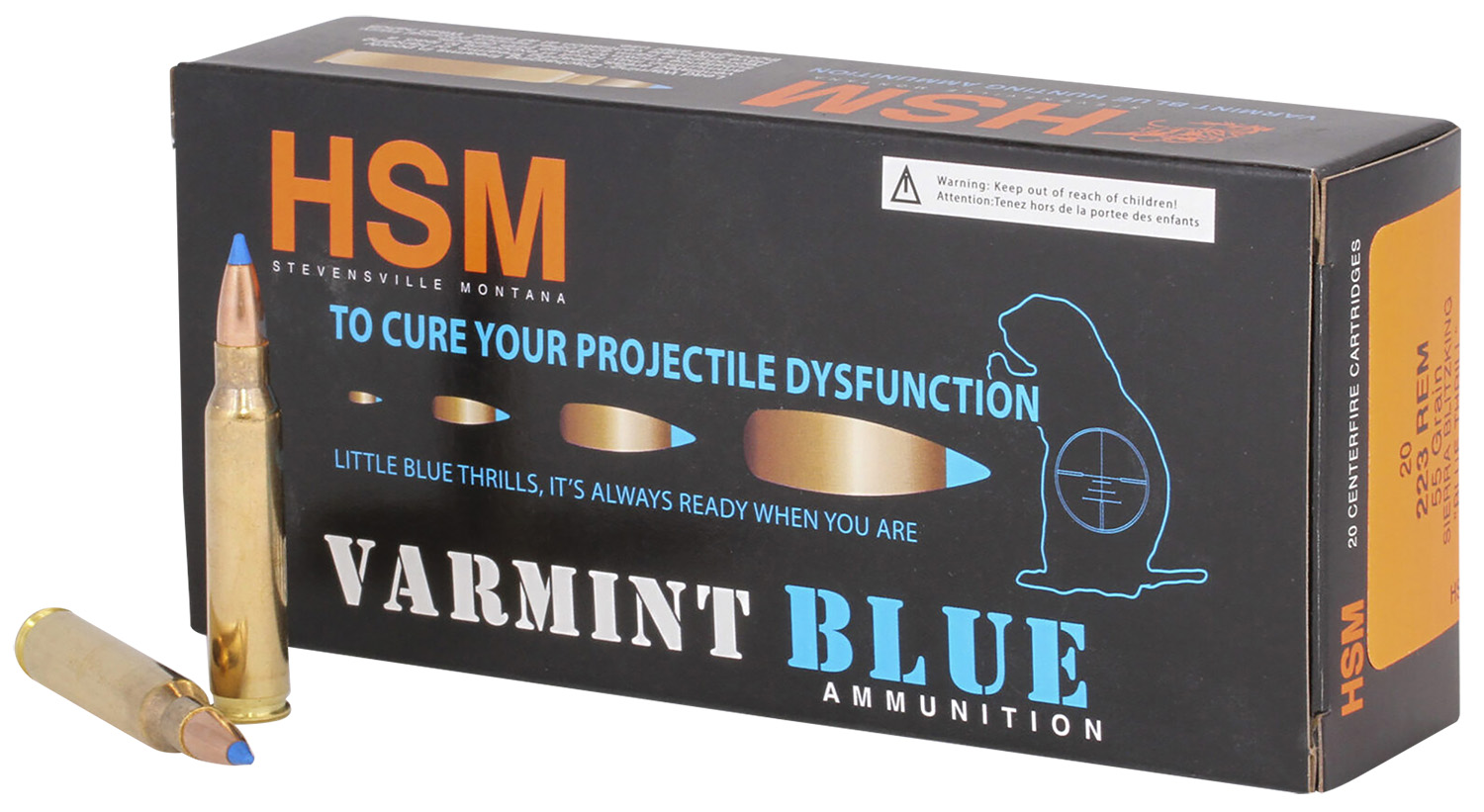 HSM 22354N Varmint  223 Rem 54gr Sierra BlitzKing 20 Per Box/ 25 Case