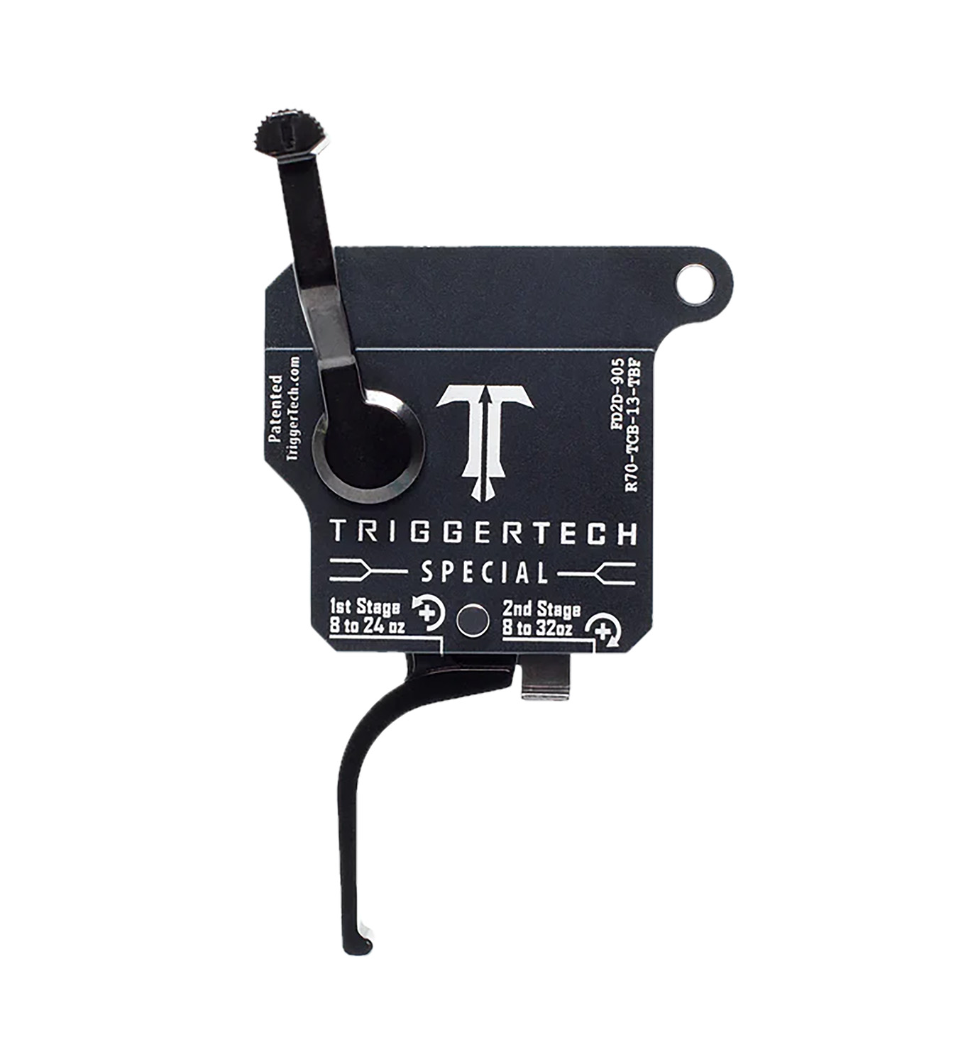 TriggerTech R70TCB13TBF Special  Two-Stage Flat Trigger with 1-3.50 lbs Draw Weight Black Finish for Remington 700 Right