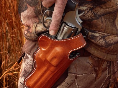 DeSantis Gunhide 016TC5LZ0 Dual Angle Hunter  OWB Tan Leather Belt Slide Fits Glock 40 Right Hand