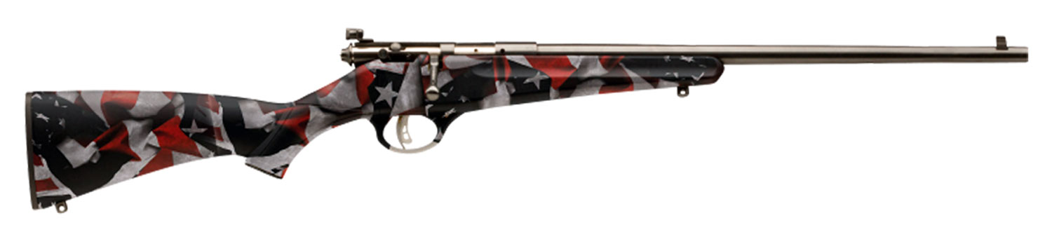 Savage Arms 13801 Rascal  Youth 22 LR 1rd 16.13″ Satin Black Sporter Barrel, Satin Black Carbon Steel Receiver, American Flag Fixed Synthetic Stock, Right Hand