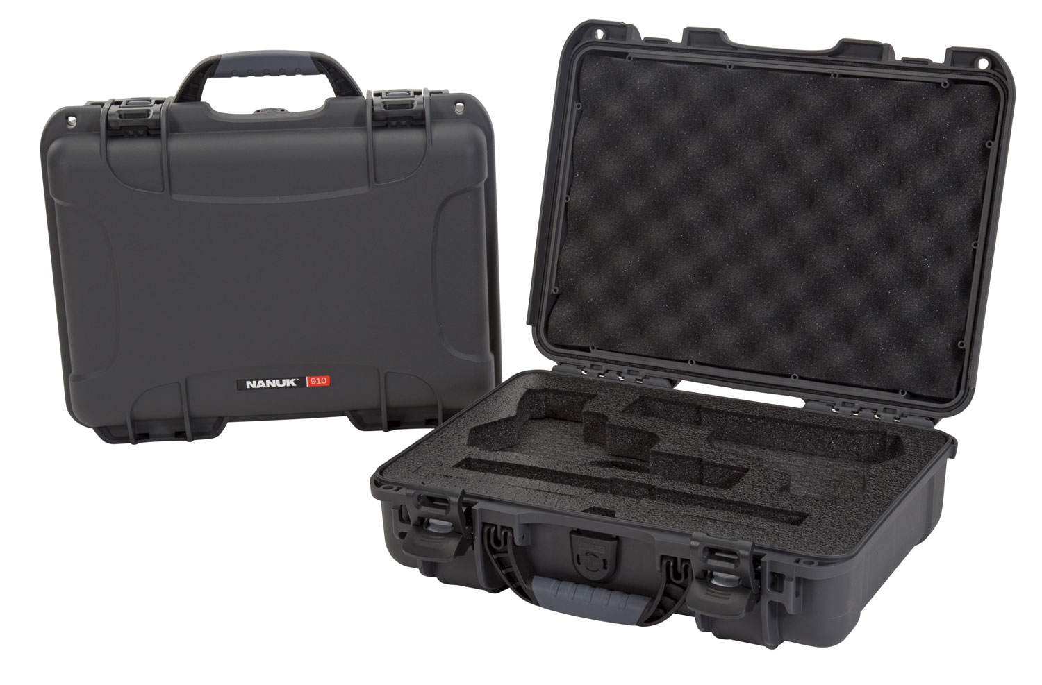 Nanuk 910CLASG7 910 Classic 2 Up Pistol Case Graphite Polymer w/ Latches & Closed-Cell Foam Padding 13.20″ L x 9.20″ W x 4.10″ H Interior Dimensions