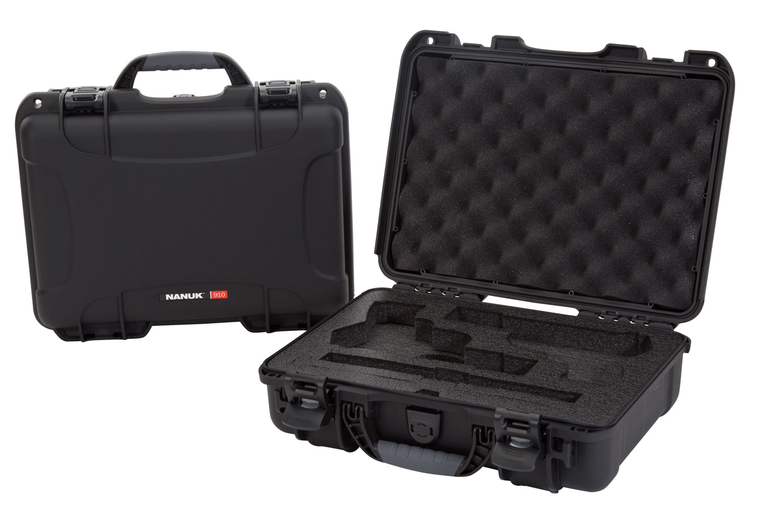 Nanuk 910CLASG1 910 Classic 2 Up Pistol Case Black Polymer w/ Latches & Closed-Cell Foam Padding 13.20″ L x 9.20″ W x 4.10 ” H Interior Dimensions
