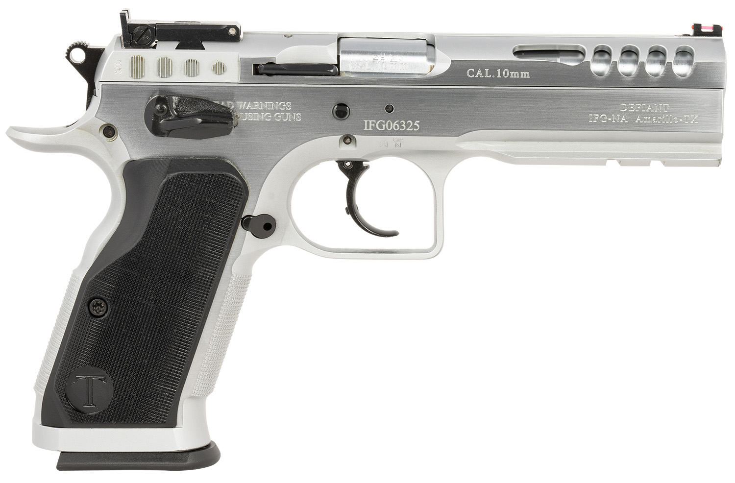 Tanfoglio IFG TFSTOCKM10 Defiant Stock Master 10mm Auto 13+1 4.75″ Hard Chrome Steel/Aluminum Grip