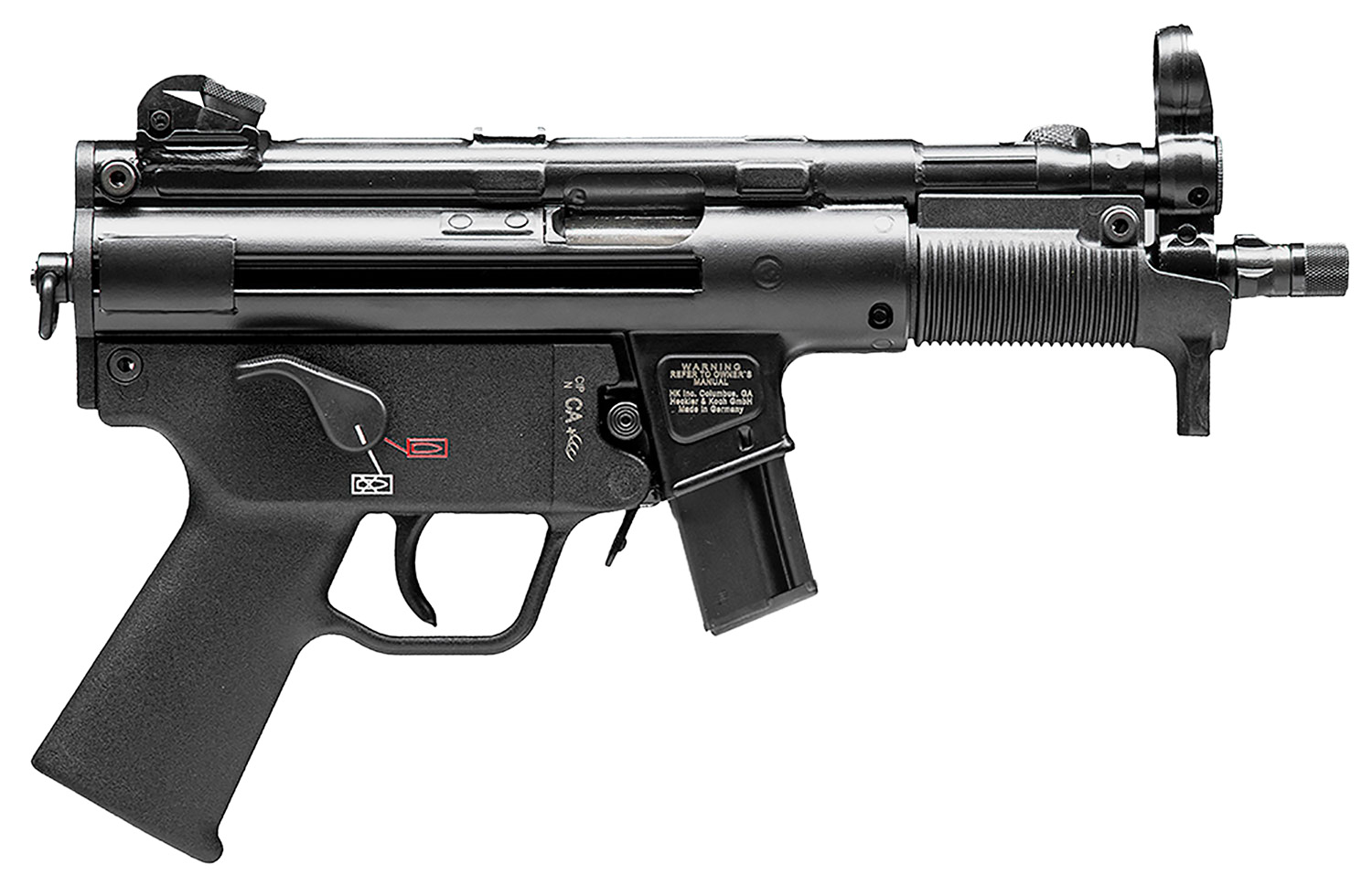 HK 81000482 SP5K PDW 9mm Luger Caliber with 5.83″ Barrel, 10+1 Capacity, Black Metal Finish, No Stock (Sling Mount), Black Polymer Grip Right Hand