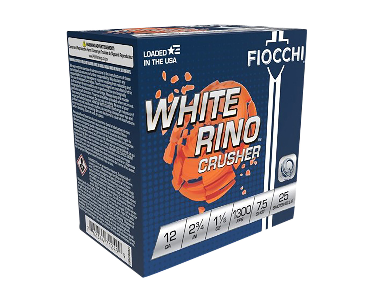 Fiocchi 12WRCRS7 Exacta Target White Rino Crusher 12Gauge 2.75″ 1 1/8oz 7.5Shot 25 Per Box/10 Case
