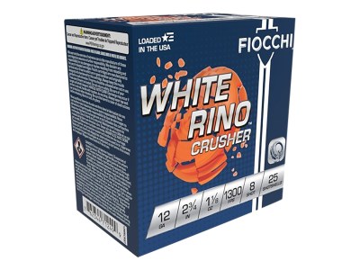 Fiocchi 12WRCRS8 Exacta Target White Rino Crusher 12Gauge 2.75″ 1 1/8oz 8Shot 25 Per Box/10 Case