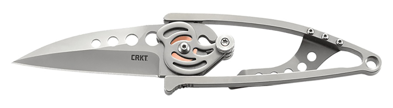 CRKT 5102N Snap Lock  2.55″ Folding Drop Point Plain Bead Blasted 420J2 SS Blade/Stainless Steel Handle Features Money Clip Includes Pocket Clip