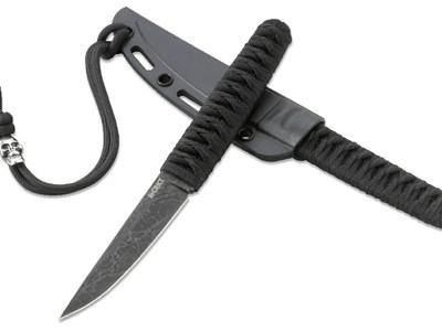 CRKT 2367 Obake  3.64″ Fixed Plain Acid Etched Gray TiCN 8Cr14MoV SS Blade/ Black Nylon Cord Wrapped Stainless Steel Handle Includes Sheath