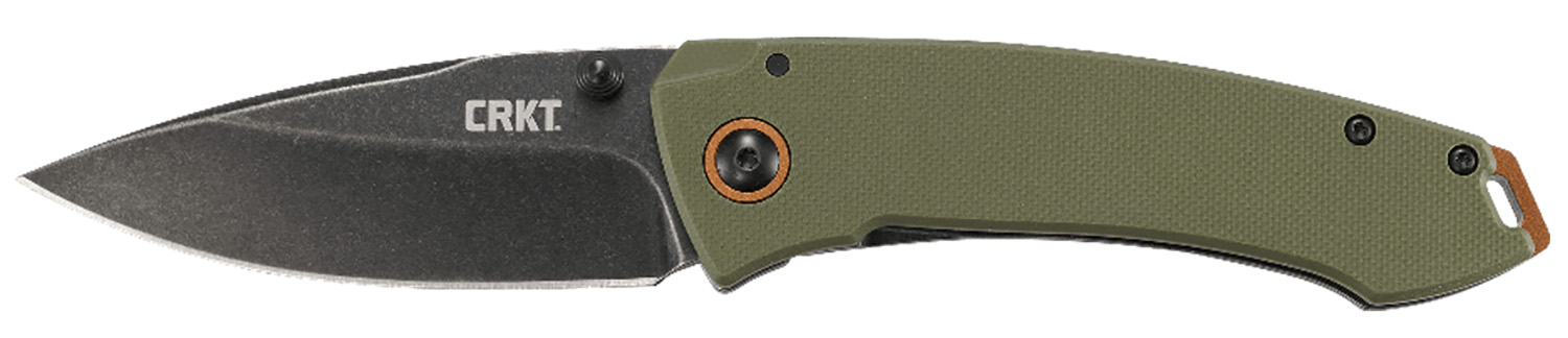CRKT 2520 Tuna  3.22″ Folding Plain Stonewashed 8Cr14MoV SS Blade Black/Green G10/SS Handle Includes Pocket Clip