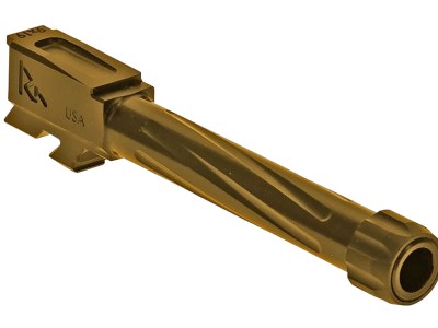 Rival Arms RA20G802E Precision V1 Match Grade 9mm Luger Compatible w/Glock 48, 4.17″ Fluted Threaded Gold PVD Stainless Steel