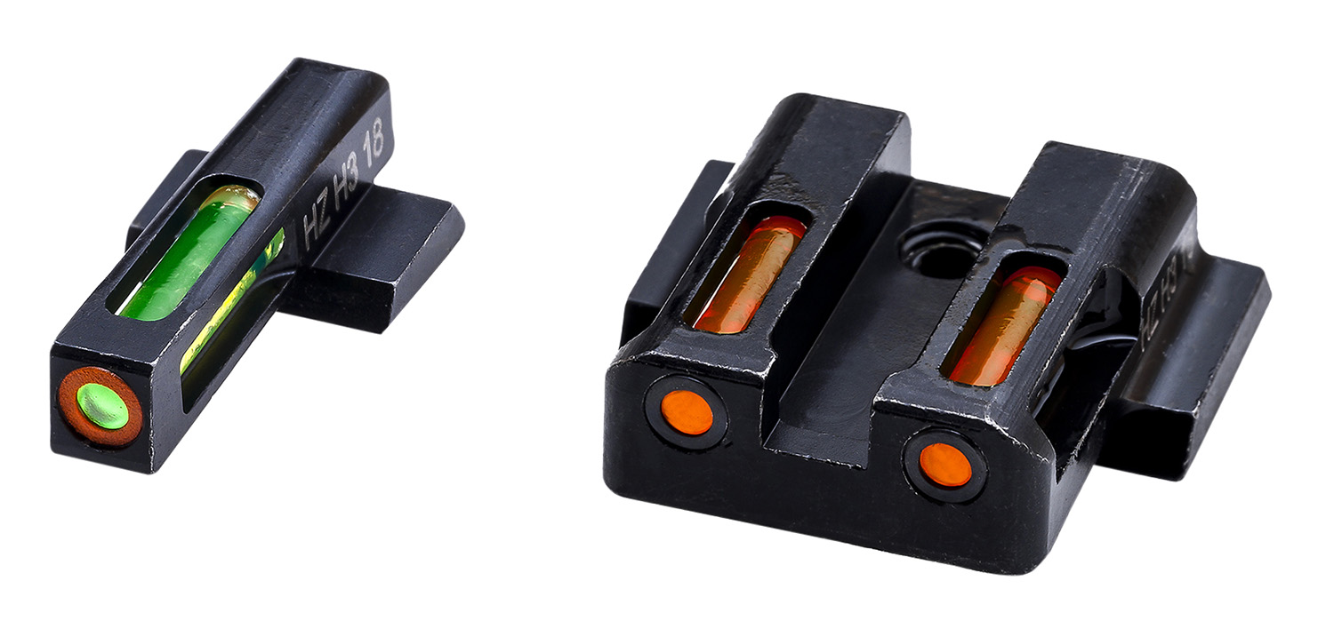 HiViz MPSN621 LiteWave H3 Sight Set for S&W Shield Green Tritium Orange Outline Front Sight-Orange Fiber Optic Rear Sight