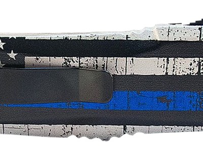 Templar Knife LBTB131 Gen II Back The Blue Large 3.50″ OTF Dagger Plain Black Oxide Stonewashed 440C SS Blade, 5.25″ Black & White w/Blue Line Aluminum Handle, Glass Breaker