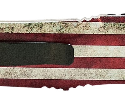 Templar Knife SBRF331 Gen II Betsy Ross Flag Small 2.69″ OTF Drop Point Plain Black Oxide Stonewashed Black 440C SS Blade, 4.31″ Betsy Ross Flag Aluminum Handle Glass Breaker