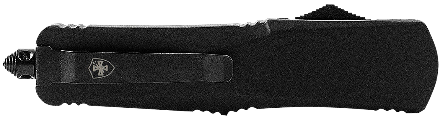 Templar Knife SBR431 Gen II  Small 2.69″ OTF Dagger Part Serrated Black Oxide Stonewashed 440C SS Blade, 4.31″ Black Aluminum/Rubber Handle, Glass Breaker