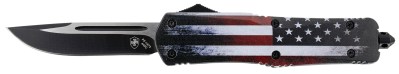 Templar Knife LUS331 Gen II US Flag Large 3.50″ OTF Drop Point Plain Black Oxide Stonewashed 440C SS Blade, 5.25″ US Flag Aluminum Handle, Glass Breaker