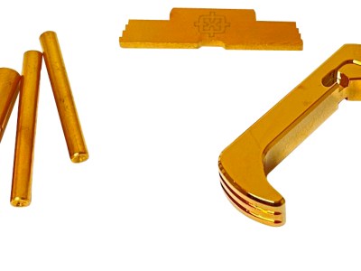 Cross Armory CRG5OKGD 3 Piece Kit  Extended Compatible w/ Glock 17/19/26/34 Gen5 Gold Anodized Steel/Aluminum