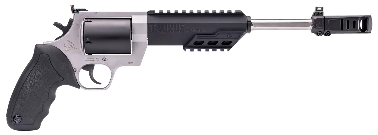 Taurus 2460105RH Raging Hunter  460 S&W Mag 5rd 10.50″ Matte Black Oxide Barrel & Cylinder Matte Stainless Steel Frame Black Rubber with Integrated Cushion Insert Grip